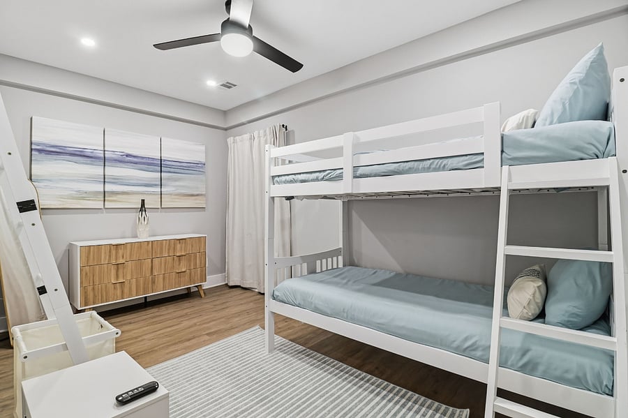 Third bedroom with two twin-over-twin bunk beds