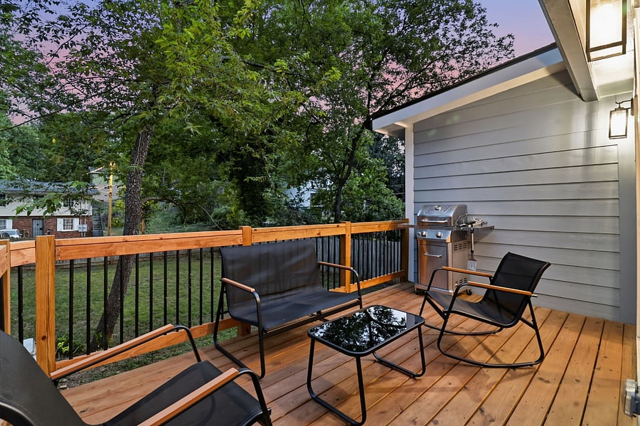 Private outdoor deck with seating