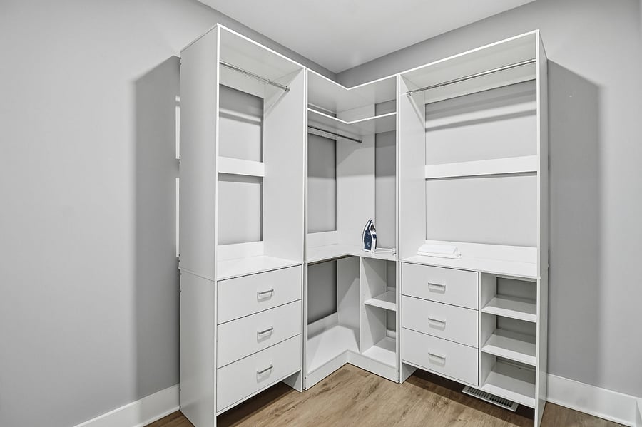 Walk-in closet with built-in shelving